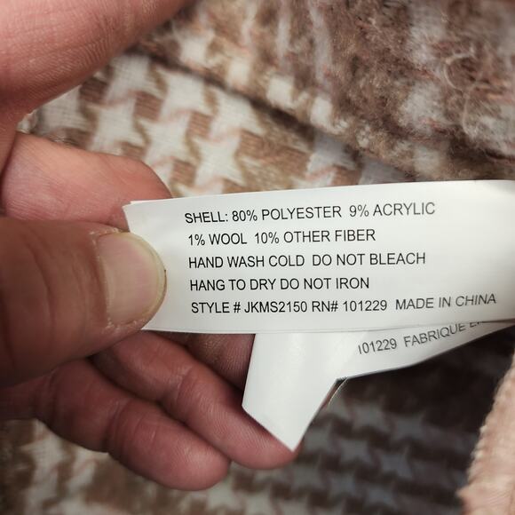 Jade Ivory 26 International Shacket Shirt Jacket Women Large Neutral Houndstooth - Picture 7 of 13